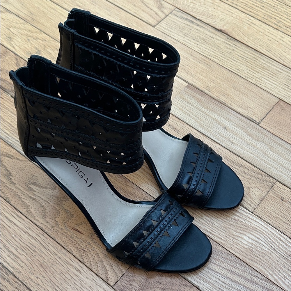 Via Spiga Black Strappy Heels